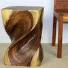 Haussmann Big Twist Wood Stool Table 14 in SQ x 20 in H Antique Oak Oil