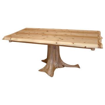 White Cedar Log Stump Dining Table, 42" X 72"