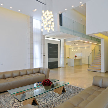Modern CRYSTAL GLACIERS Ppendant lighting for two story space by GALILEE LIGHTIN