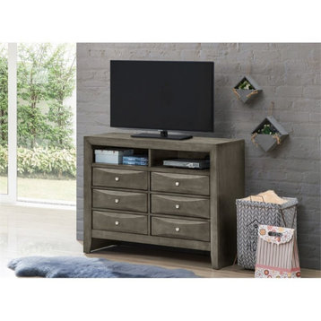Glory Furniture Marilla 6 Drawer TV Stand in Gray