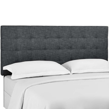 Paisley Tufted Twin Upholstered Linen Fabric Headboard Gray