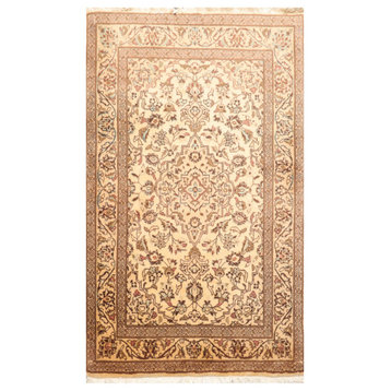 3'4''x4'10'' Hand Knotted Wool Kashan Oriental Area Rug Caramel, Brown