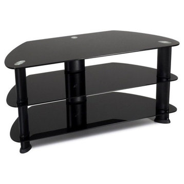Atlin Designs Contemporary Glass & Aluminum TV Stand for TVs up to 48" in Black