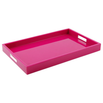 Lacquer Rectangle Tray, Hot Pink Fabric Inlay