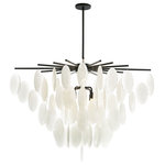 Arteriors Home - Tiffany Chandelier - This eight-light chandelier is slightly whimsical. Frosted seedy glass discs bring a modern feel to this stunning wind chime design. A blackened iron frame anchors the piece while adding a hint of industrialism. Finish may vary. Shown with a clear tubular bulb.