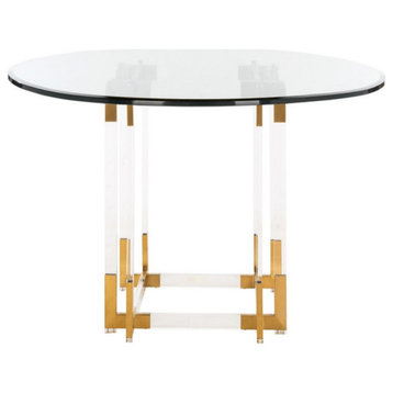 Mayne 42" Acrylic Dining Table, Brass