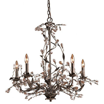 Nature Inspired Traditional Five Light Chandelier in Deep Rust Finish