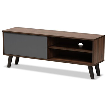 Bowery Hill Modern Engineered Wood TV Stand for TVs up to 47" in Walnut Brown