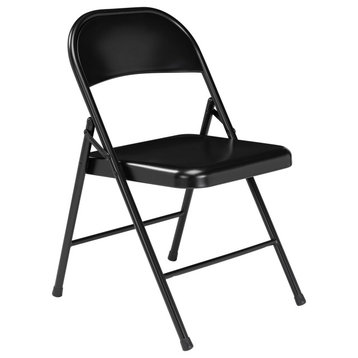 Commercialine All-Steel Folding Chair, Black, Set of 4