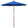 7.5' Square Push Lift Wood Umbrella, Royal Blue Olefin