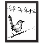 DDCG - Birds Sketch Canvas Wall Art, 11x14 - The Birds Sketch on a Wire Canvas Wall Art, 11x14 from our  Animals Collection features a black and white sketch of birds on a wire.  This framed canvas helps you add some animal art to your living room. Each piece of wall art is designed, printed, and assembled in the USA. The result is a beautiful piece of artwork worthy of showcasing in your home.