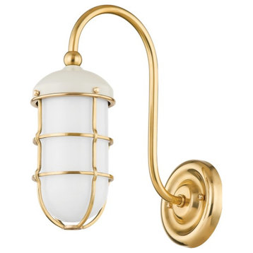 Holkham One Light Wall Sconce in Aged Brass