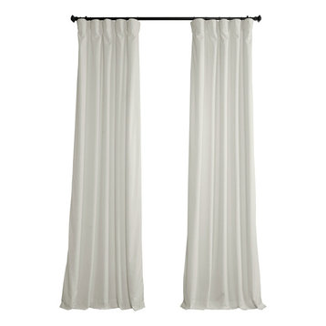 Heritage Plush Velvet Single Curtain, Single Panel, Pillow White, 50"x84"