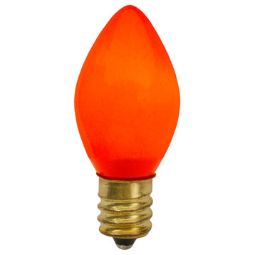 Set of 4 Orange Opaque C7 Christmas Replacement Bulbs, 2"