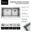 36" Farmhouse Stainless Steel Kitchen Sink, Pull-Down Faucet CH, Dispenser