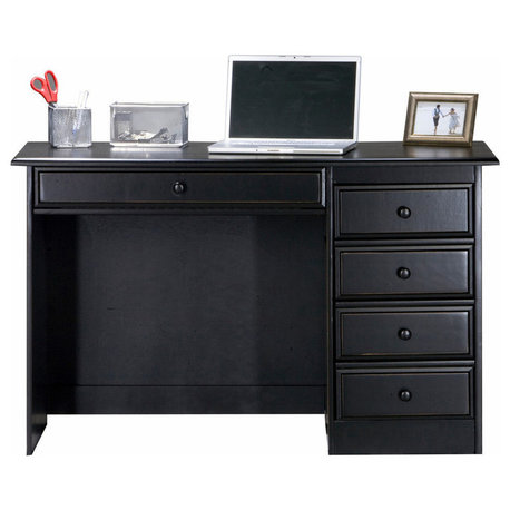 Eagle Furniture Coastal Single-Pedestal Computer Desk, Iron Ore