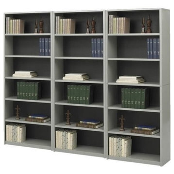 Safco ValueMate Standard 6 Shelf Economy Steel Wall Bookcase in Gray