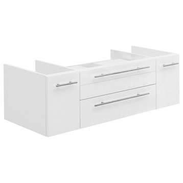 Lucera Wall Hung Vessel Sink Bathroom Cabinet, White, 48"