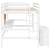 Gewnee Full size Wood Loft Bed with Desk and Writing Board in White