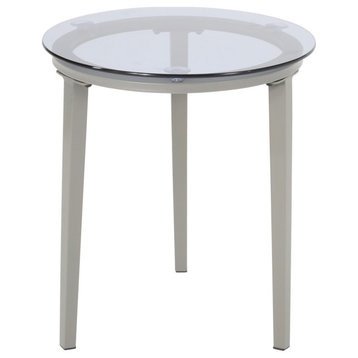 Pebble Outdoor Modern Side Table With Tempered Glass Top