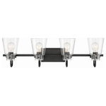 Designers Fountain - Designers Fountain D214M-4B-MB Inwood, 4 Light Bath Vanity-9.25 In and - Clean and airy, Inwood offers tapered clear blownInwood 4 Light Bath  Matte Black Clear  GUL: Suitable for damp locations Energy Star Qualified: n/a ADA Certified: n/a  *Number of Lights: 4-*Wattage:60w Incandescent bulb(s) *Bulb Included:No *Bulb Type:Incandescent *Finish Type:Matte Black