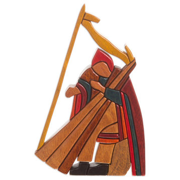 NOVICA Andean Harpist And Cedar And Mahogany Sculpture