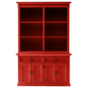 Modern Storage Hutch and Buffet, Persimmon Red