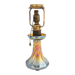 American Tiffany Studios Art Nouveau Favrile Glass Candlestick Table Lamp - Products
