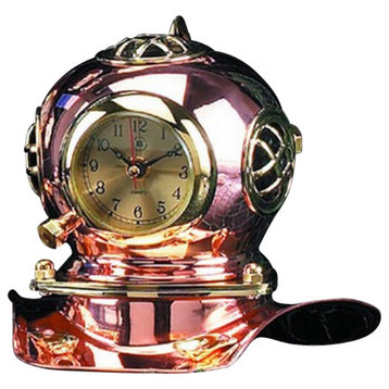 Brass and Copper Quartz Diver's Helmet Clock