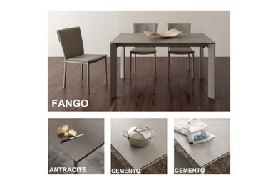 Tavolo in ceramica e sedie in ecopelle | design & arredo