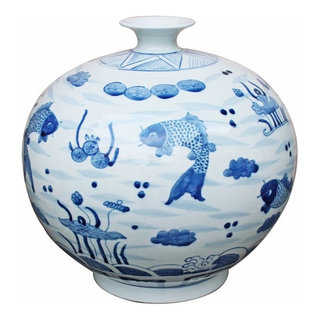 Chinese Oriental Scenery Print Graphic Ceramic Vase cs2205S Chinese Oriental Scenery Print Graphic Ceramic Vase cs2205S