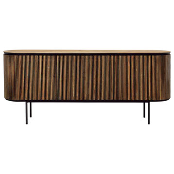 Modern Oval Wood Slat Sideboard