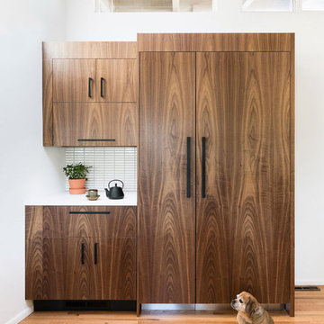 Custom Walnut & DIY Painted Slab IKEA kitchen, Boulder CO