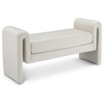 Meridian Furniture - Sloan Velvet Upholstered Bench, Cream, 51" Wide - Place this lovely Sloan velvet bench wherever you want a chic and elegant spot to rest a spell and take a load off. Contemporary from top to bottom, this bench comes upholstered in cream velvet material for a luxurious feel against the skin, adding to the comfortable feel of the bench's thickly padded cushion. A backless design gives the bench an uber modern look that's well suited for your entryway, bedroom or elsewhere.