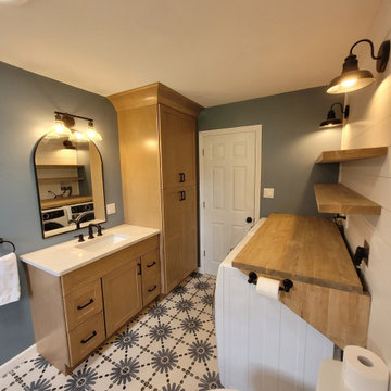 Modern Eclectic Bathroom Laundry Room Remodel - Stroudsburg PA