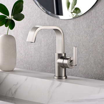 Luxier BSH14-S Single-Handle Bathroom Faucet with Drain, Brushed Nickel