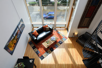 Example of a trendy living room design in Portland