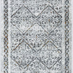Tayse - Aliyah Traditional Oriental Gray/Teal Runner Rug, 2.7'x10' - Evoke a sense of old-world glam with this distressed high-low pile rug that features ultimate texture. Scrollwork diamonds form a charming panel design with a delicate border. Vacuum on high pile setting to remove debris taking care to avoid fraying the edges. Rotate periodically to extend the life of your investment.