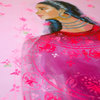 female portrait painting, women figurative art, still life flower artwork