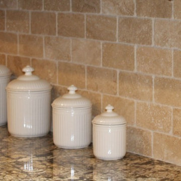 Tumbled Stone Backsplash with Custom Accent in Lancaster, PA.