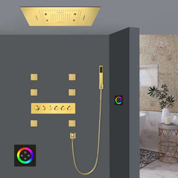 LED Rainfall Mist Shower System With Hand Shower, Touch Panel Light - Showerheads And Body Sprays