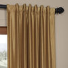 Flax Gold Vintage Textured Faux Dupioni Silk Curtain Single Panel