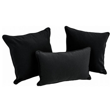 Double-Corded Solid Twill Throw Pillows With Inserts, Set of 3