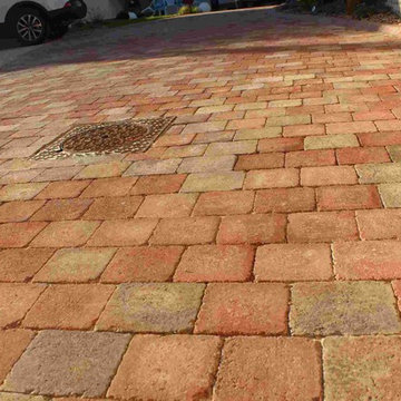 Aménagement complet : allée, terrasse, plantations, éclairage