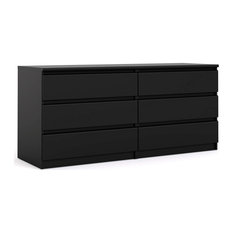 Contemporary 6-Drawer Double Dresser, Black Matte