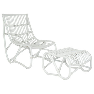 Safavieh Shenandoah Indoor-Outdoor Chair & Ottoman Set, White