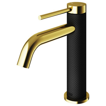 VIGO Madison cFiber© Single Hole Bathroom Faucet, Matte Gold/Matte Black