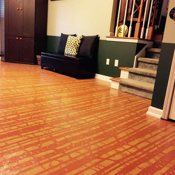 Birch Forest Stenciled Family Room Floor