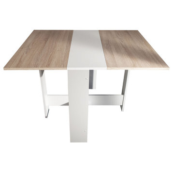 Papillon Foldable Table, White/Natural Oak