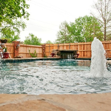 Custom Pool with Combination Rock Waterfall/Jump Boulder